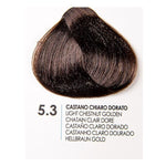 Зареди изображението в галерията, Fanola Golden 5.3 hair color sample showing light chestnut golden shade, ideal for high coverage and vibrant color.