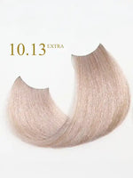 Зареди изображението в галерията, 10.13 Blonde Platinum Beige Extra hair color swatch from ORO Therapy, showcasing soft, shiny tones.
