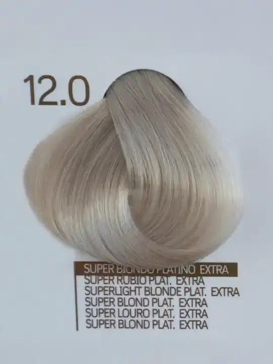 Design Look 12.0 Superlight Blonde Platinum hair color sample showing vibrant, creamy texture for professional use.