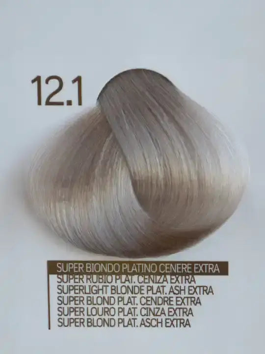 Design Look 12.1 Superlight Blonde Platinum Ash Extra hair color sample showcasing a light ash blonde shade.
