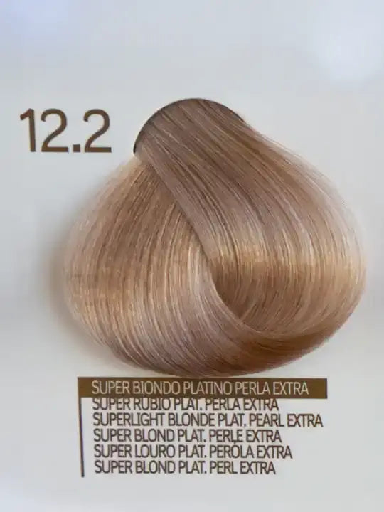 Проба на цвят 12.2 Superlight Blonde Platinum Pearl Extra боя за коса с кератин и арган.