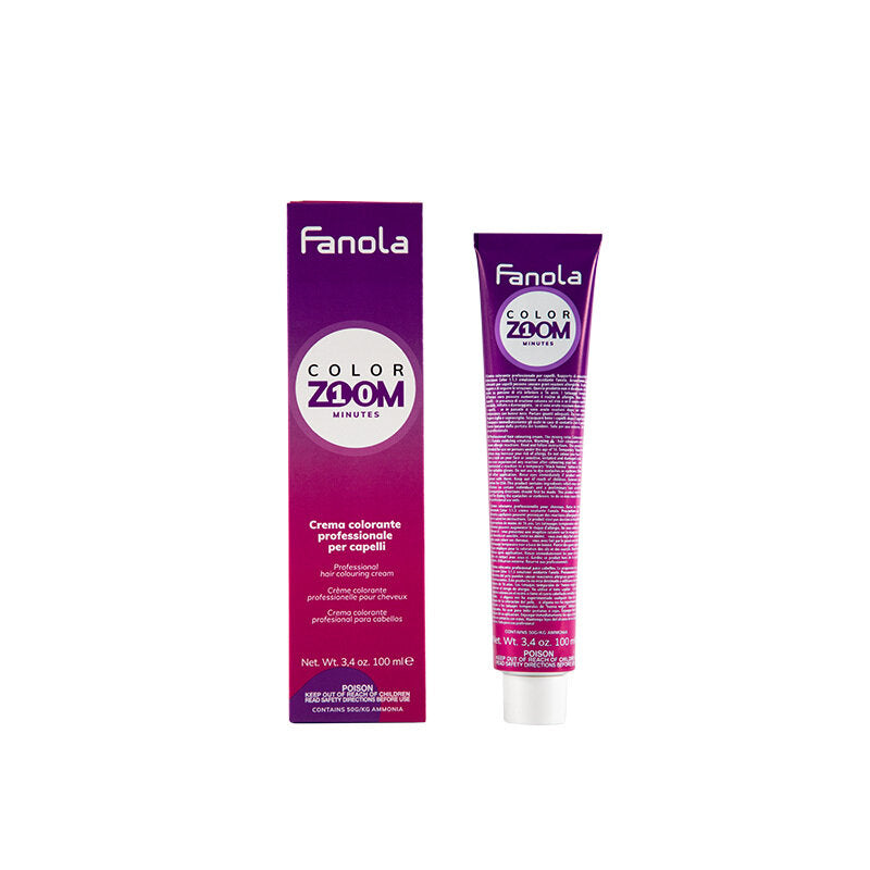 Fanola ColorZoom боя за коса 100 мл в опаковка, професионална формула с бързо действие и екстракт от черен чай.