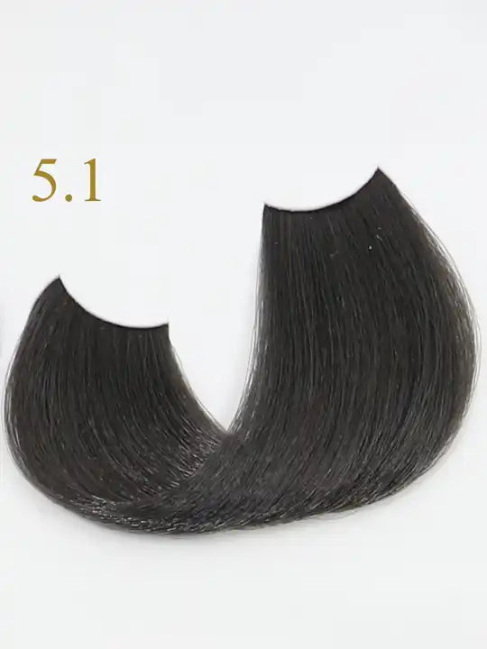 5.1 Light Chestnut Ash hair color swatch for Oro Therapy professional hair dye.