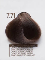 Зареди изображението в галерията, Цветова проба на крем-боя Design Look 7.71 Gianduia Cold Chocolate за коса с шоколадов оттенък.
