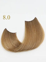 Зареди изображението в галерията, Oro Therapy 8.0 Light Blonde hair color sample showcasing a smooth, shiny finish.
