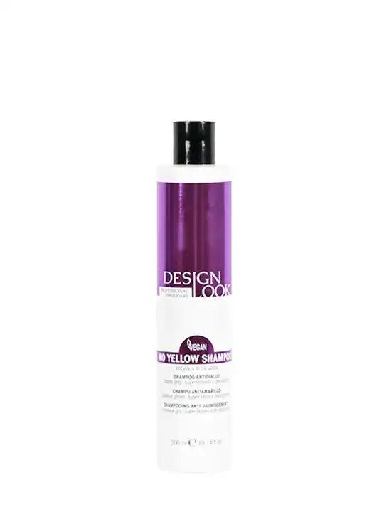 No Yellow Design Look shampoo for neutralizing yellow tones in blonde hair, 300 ml bottle.