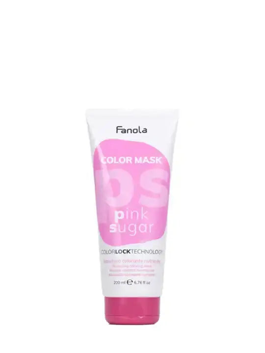 Fanola Pink Sugar цветна маска за коса 200 мл, подхранване и розов ефект, без силикони.
