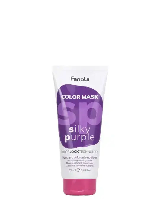 Fanola silky purple hair mask tube 200ml for nourishing and hydrating colored hair with no silicones