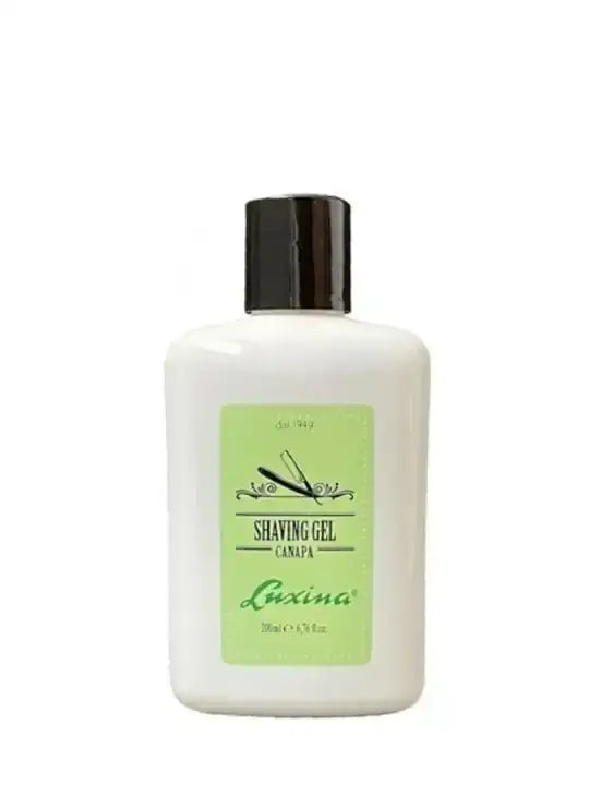 Luxina shaving gel canapa 200ml bottle for precise shaving, calming cannabis oil, suitable for all skin types