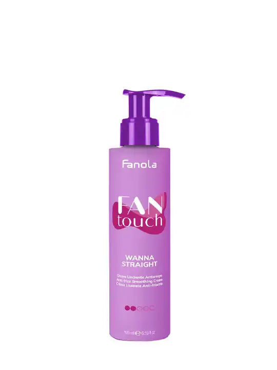 Fanola Wanna Straight 200ml крем за изправяне, анти-фриз, предпазва косата от топлина и осигурява дълготраен стайлинг.